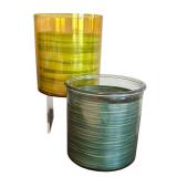 P - Two Clear Glass Vases with Striped Inserts