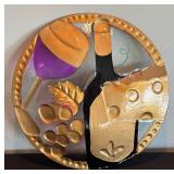 P - Art Glass Plate with Wine, Cheese, and Grapes Motif