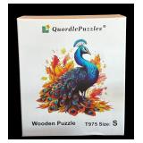 P - Set of 3 Quordle Wooden Puzzles: Peacock, Tiger and Butterfly