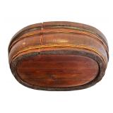 P - Rustic Wooden Oval Bowl with Woven Trim