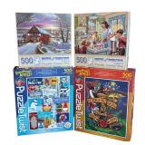 P - Collection of 4 500-Piece Jigsaw Puzzles by PuzzleTwist and Bits & Pieces