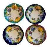 P - Italian Hand-Painted Dinnerware Service for 4 with Fruit Motif