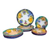 P - Italian Hand-Painted Dinnerware Service for 4 with Fruit Motif