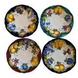 P - Italian Hand-Painted Dinnerware Service for 4 with Fruit Motif