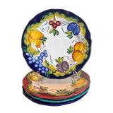 P - Italian Hand-Painted Dinnerware Service for 4 with Fruit Motif