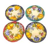 P - Italian Hand-Painted Dinnerware Service for 4 with Fruit Motif