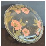 P - Vintage Glass Tidbit Tray with Floral Design