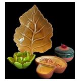 P - Decorative Collection with Leaf Platter, Floral Candle Holder, Covered Dish and More