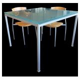 K - Gorgeous Glass Top Table with 4 Chairs by Design Within Reach