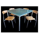 K - Gorgeous Glass Top Table with 4 Chairs by Design Within Reach