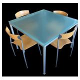 K - Gorgeous Glass Top Table with 4 Chairs by Design Within Reach