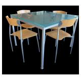 K - Gorgeous Glass Top Table with 4 Chairs by Design Within Reach
