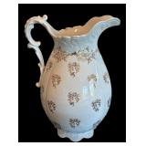 P - Vintage Homer Laughlin Pitcher and Basin Set with Gold Floral Design