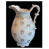P - Vintage Homer Laughlin Pitcher and Basin Set with Gold Floral Design