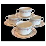 63R - Set of 4 Vienna Austria Cremes with Coordinating Under Plates