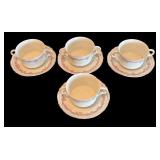 63R - Set of 4 Vienna Austria Cremes with Coordinating Under Plates
