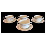 63R - Set of 4 Vienna Austria Cremes with Coordinating Under Plates