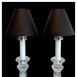 P - Set of 2 Crystal Candle Holders with 4 Candle Lampshades and Gold & Silver Holders