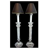 P - Set of 2 Crystal Candle Holders with 4 Candle Lampshades and Gold & Silver Holders