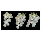 P - Set of 3 Iridescent Glass Bubble Grape Stems