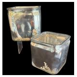 P - Set of 2 Mercury Glass Square Vases