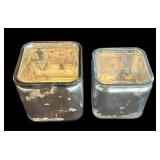 P - Set of 2 Mercury Glass Square Vases