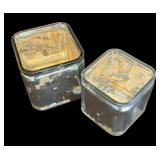 P - Set of 2 Mercury Glass Square Vases