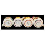 LR - Set of 4 Large Hand Painted Mugs, 4 Coffee Mugs, and 2 Saucers Made in Italy