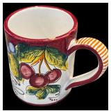 LR - Set of 4 Large Hand Painted Mugs, 4 Coffee Mugs, and 2 Saucers Made in Italy