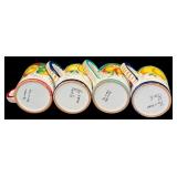 LR - Set of 4 Large Hand Painted Mugs, 4 Coffee Mugs, and 2 Saucers Made in Italy