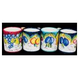 LR - Set of 4 Large Hand Painted Mugs, 4 Coffee Mugs, and 2 Saucers Made in Italy