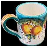 LR - Set of 4 Large Hand Painted Mugs, 4 Coffee Mugs, and 2 Saucers Made in Italy