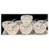 DR - Set of 7 Vintage Restoration Hardware Crystal Salt Cellars with Spoons