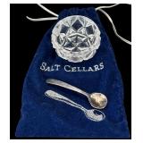 DR - Set of 7 Vintage Restoration Hardware Crystal Salt Cellars with Spoons