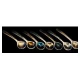 DR - Set of 7 Vintage Restoration Hardware Crystal Salt Cellars with Spoons