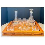 DR - Dansk Thailand Wooden Tray with Decanters and Glass Set