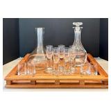 DR - Dansk Thailand Wooden Tray with Decanters and Glass Set