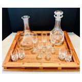 DR - Dansk Thailand Wooden Tray with Decanters and Glass Set