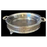 DR - Set of 2 Vintage Pyrex Glass Baking Dishes with Ornate Silver-Tone Holders