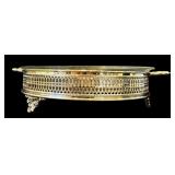 DR - Set of 2 Vintage Pyrex Glass Baking Dishes with Ornate Silver-Tone Holders