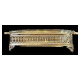DR - Set of 2 Vintage Pyrex Glass Baking Dishes with Ornate Silver-Tone Holders