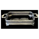 DR - Set of 2 Vintage Pyrex Glass Baking Dishes with Ornate Silver-Tone Holders