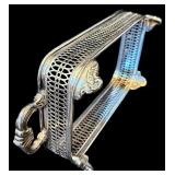 DR - Set of 2 Vintage Pyrex Glass Baking Dishes with Ornate Silver-Tone Holders