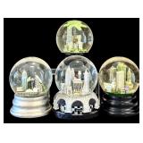 LR - Set of 4 Snow Globes with City Skylines and Music Box