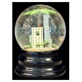 LR - Set of 4 Snow Globes with City Skylines and Music Box