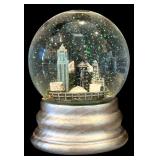 LR - Set of 4 Snow Globes with City Skylines and Music Box