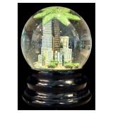 LR - Set of 4 Snow Globes with City Skylines and Music Box
