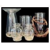 LR - Collection of 5 Glass Vases Assorted Shapes Up to 13.5 Inches Tall