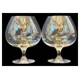 DR - Orrefors Sweden Brandy Glass Pair and Glass Votive Candle Holder