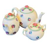 DR - Homestead Ware Teapot, Sugar, and Creamer Set by A.J. Fondeville & Co., England